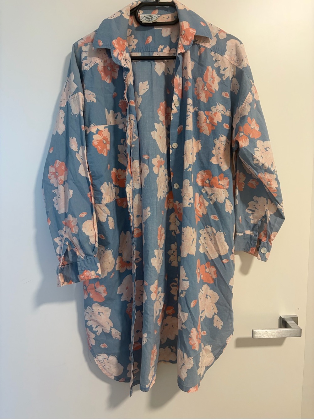 Vintage Laura Ashley made in Great Britain Blue Floral Button-Front‎ Dress tunic